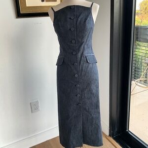 Carolina Herrera Denim Square Neck Dress